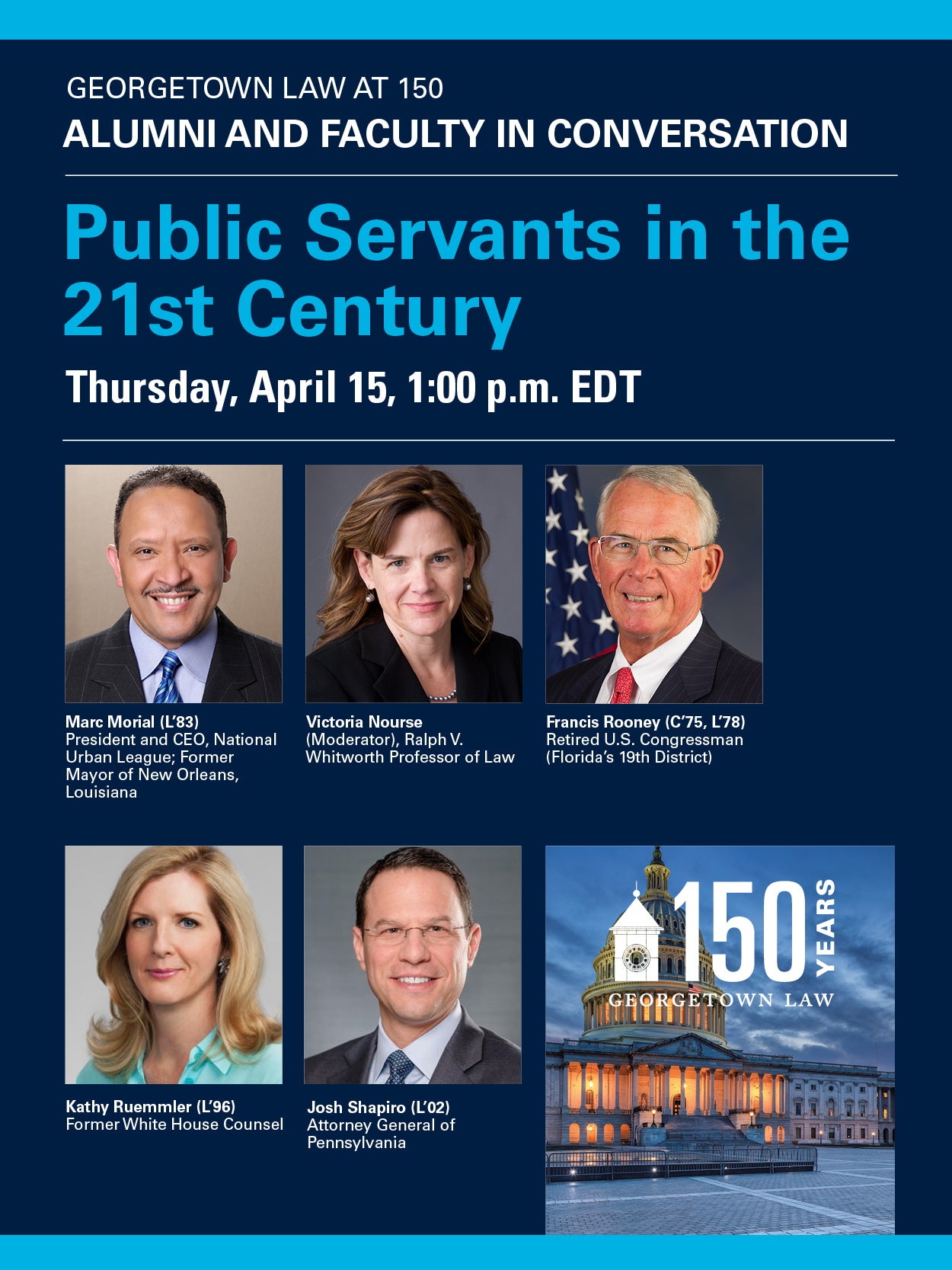 Promotional Graphic Image for 150th Anniversary Virtual Event: Public Servants in the 21st Century
