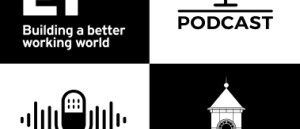 Georgetown Lifelong Learning & EY logos with a symbol representing 'podcast"