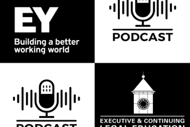 Georgetown Lifelong Learning & EY logos with a symbol representing 'podcast"