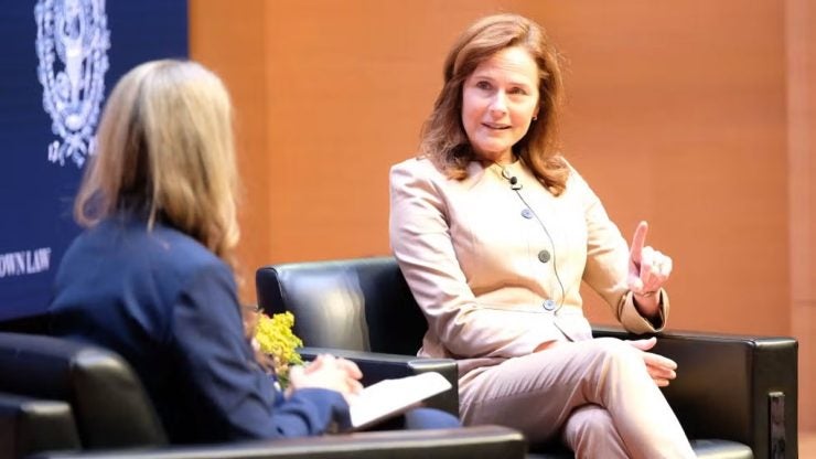 Judge Barrett speaking at Georgetown Law
