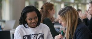 Two students study together in Hotung