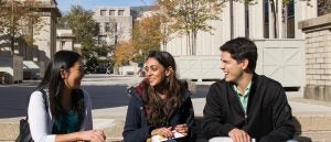 Students studying outside McDonough Hall