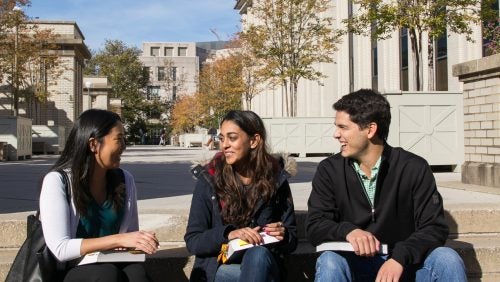 Students studying outside McDonough Hall