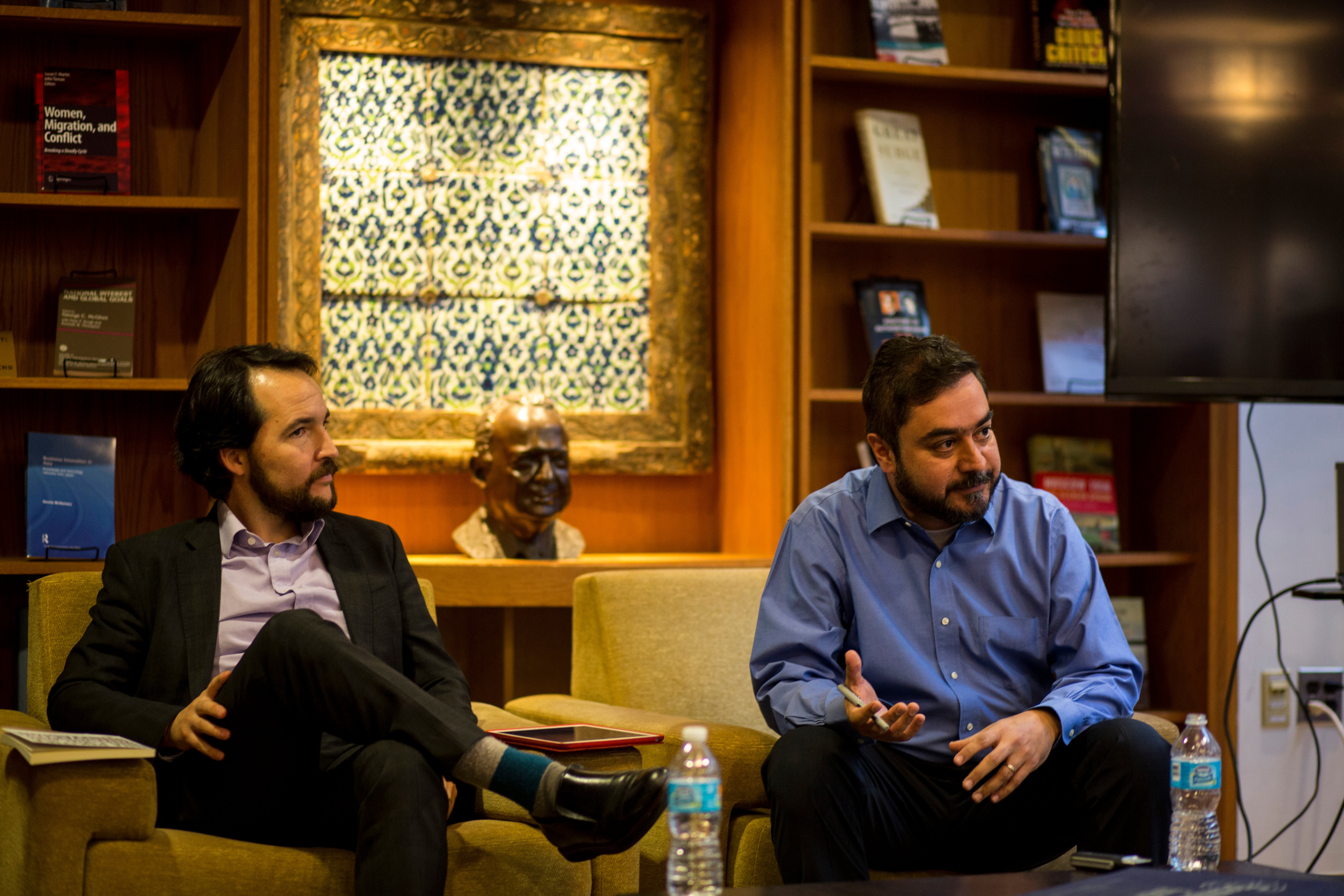 Professor Santos and Vidal Llerenas at book talk