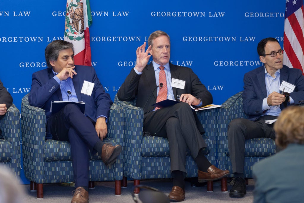 Gerardo Esquivel, Rufus Yerxa, and Mark Weisbrot on stage