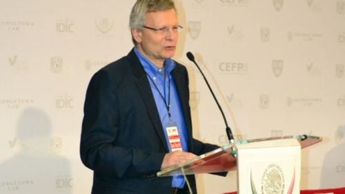 Dani Rodrik delivering keynote speech