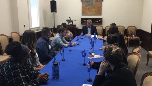 Georgetown Law students meeting with an official of the Inter-American Commission on Human Rights