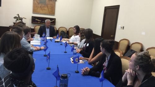 Georgetown Law students meeting with an official of the Inter-American Commission on Human Rights