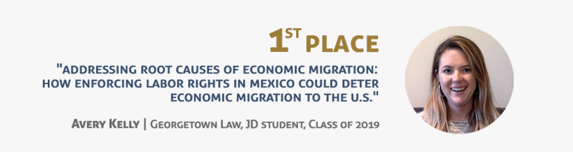 First place - Avery Kelly - Georgetown Law