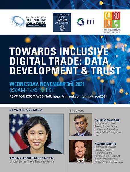 Flyer for the Towards Inclusive Digital Trade: Data, Development & Trust event