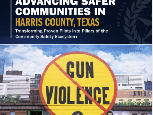 Report cover showing a community mural with a red slash over the words "Gun Violence."