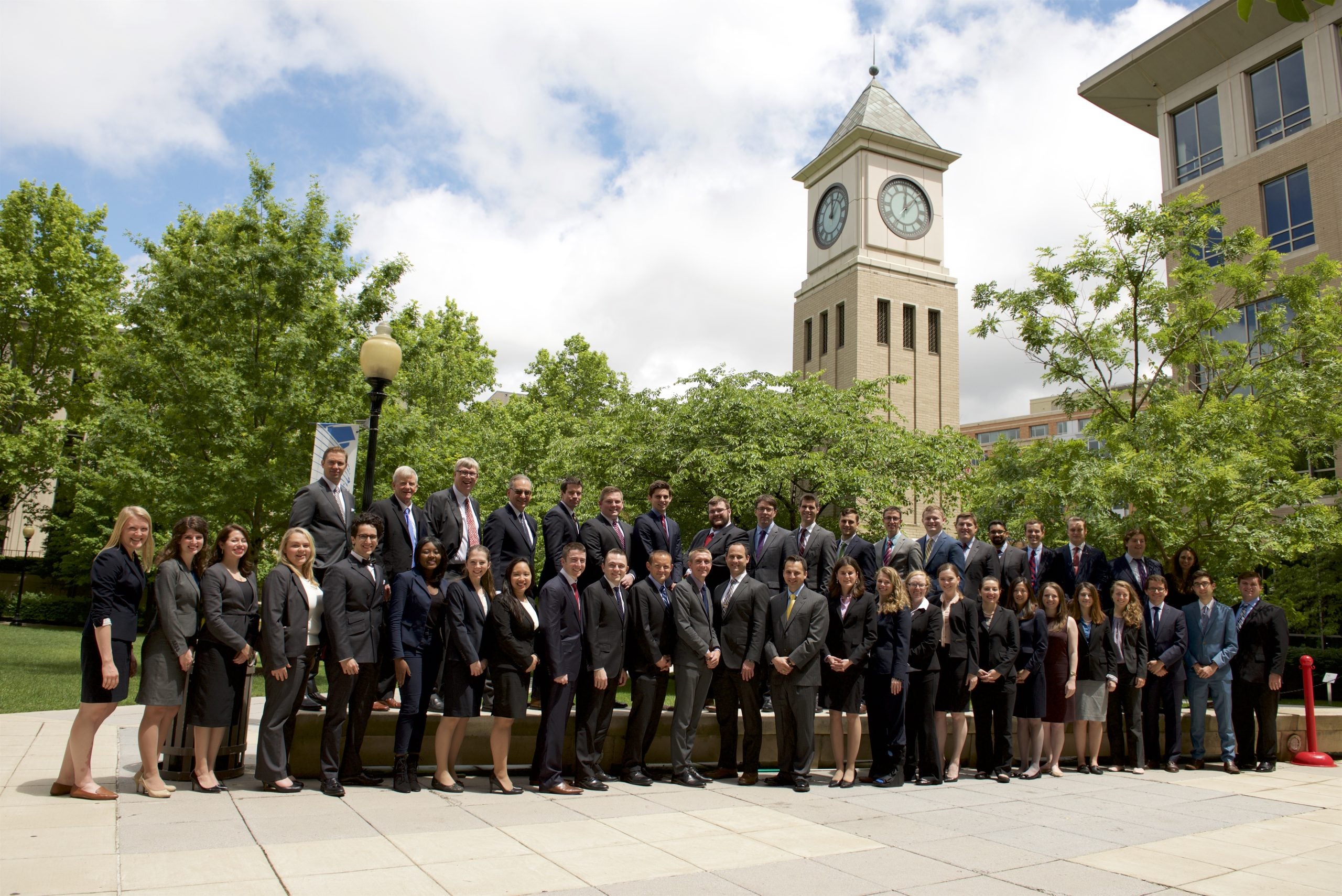 Members of the Georgetown Center for the Constitution gather on the Georgetown Law Centers front steps.