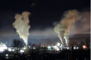 Smokestacks at an industrial plant
