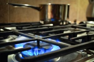 Natural gas powers this home stove.