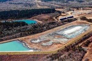 Coal ash impoundments at retired Cape Fear power plant in North Carolina. Photo by Waterkeeper Alliance, Inc. 