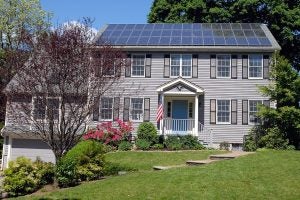 Solar panels on the roof of a home.