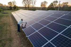 Solar panels in a rural community.