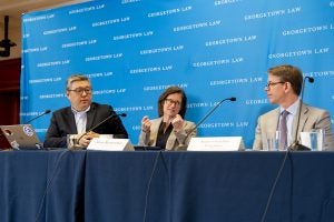 Panel of 4th Amendment experts including Professors; Paul Ohm (Georgetown Law), Alyse Bertenthal (Wake Forest Law), and Andrew Ferguson (George Washington University Law). Photo by: Laurie DeWitt/Pure Light Images