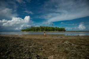 The Marshall Islands coping with the effects of climate change and rising sea levels. 