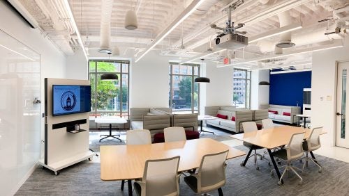Plenty of places to study in the new Business Law Scholars space - including a quiet room for meetings or interviews