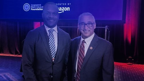 REEL Clinic student attorney Olukorede Esan with Rep. Scott at the CBCF's ALC.