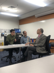 Professor Girardeau Spann in an engaging conversation with students.