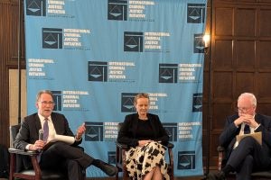 From Left: Amb. (Ret) Clint Williamson, Dr. Ingrid Elliott and Prof. Dermot Groome