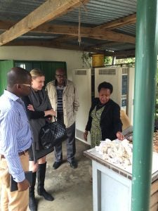 Woman explaining agricultural product