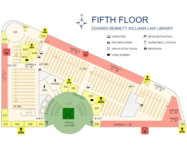 Fifth floor map with noise zones.