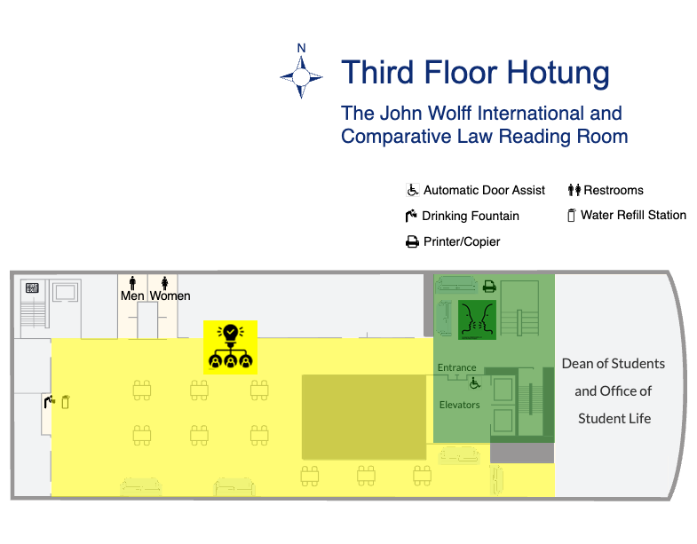 Third floor Hotung building map with noise zones.