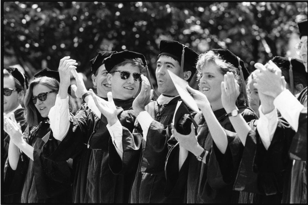 Graduates clapping at the 1994 Georgetown Law Commencement Ceremony