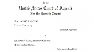 A picture of the opening text of the 7th Circuit's ruling in "City of Chicago v Barr"