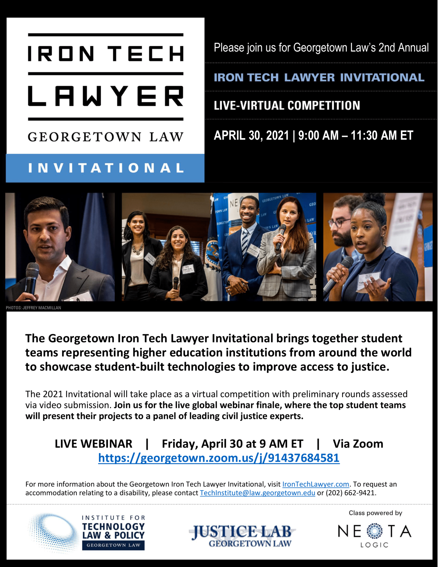 Flyer for the 2021 Iron Tech Lawyers event