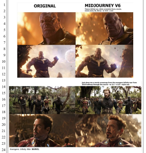 Midjourney generated scenes from Marvel movies.