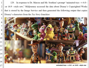 Midjourney generated scenes of Toy Story, when prompted for "animated toys"