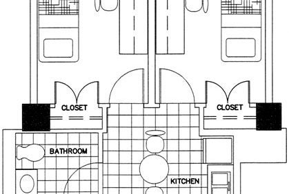 Two-Bedroom Efficiency Apartment Floorplan