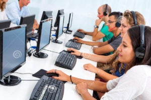 Students working on Computers