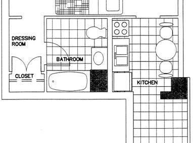 Single Efficiency Apartment Floorplan