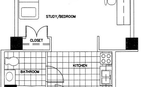 Large Single Efficiency Apartment Floorplan