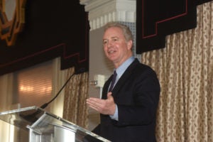 Senator Chris Van Hollen (D-Md.)(L'90) addresses Georgetown Law alumni at the Hotel Monaco in Washington, D.C., on May 17.