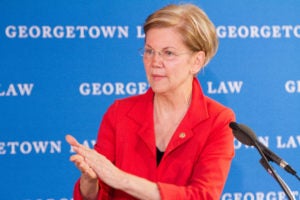 Sen. Elizabeth Warren (D-Mass) delivers opening remarks at “The War on Regulation: Good for Corporations, Bad for the Public” in Gewirz Student Center on June 5. The conference was co-hosted by Georgetown Law and the Coalition for Sensible Safeguards.