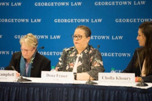 Professor Angela Campbell, Dona Fraser of CARU and Cholla Khoury of the New Mexico Office of the Attorney General.