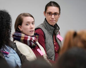 Georgetown Human Rights Institute volunteers participate in an orientation meeting on Sunday, Dec. 30, 2018 in Dilley, Texas. (Darren Abate/AP Images for Georgetown Law)