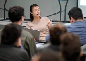 Georgetown Human Rights Institute volunteers participate with others in an orientation meeting on Sunday, Dec. 30, 2018 in Dilley, Texas. (Darren Abate/AP Images for Georgetown Law)