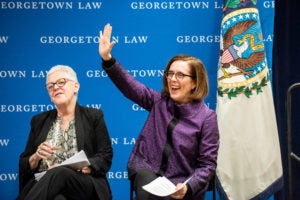 Oregon Governor Kate Brown and former EPA Administrator Gina McCarthy onstage.