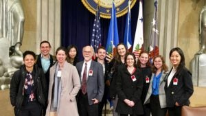 Group photo of clinic students at the US Department of Justice