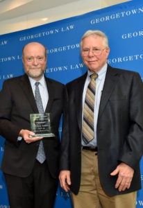 Dean William M. Treanor with Professor Steven Goldblatt.