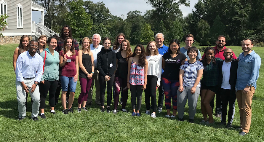 Students lined up and facing the camera at a Campus Ministry Retreat