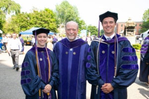 Ashley Nicolas (L'19), Dean William M. Treanor, Ryan Shymansky (L'19). 