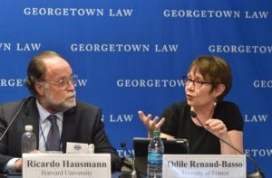 Harvard University's Ricardo Hausmann and Odile Renaud-Basso, director of the French Treasury.